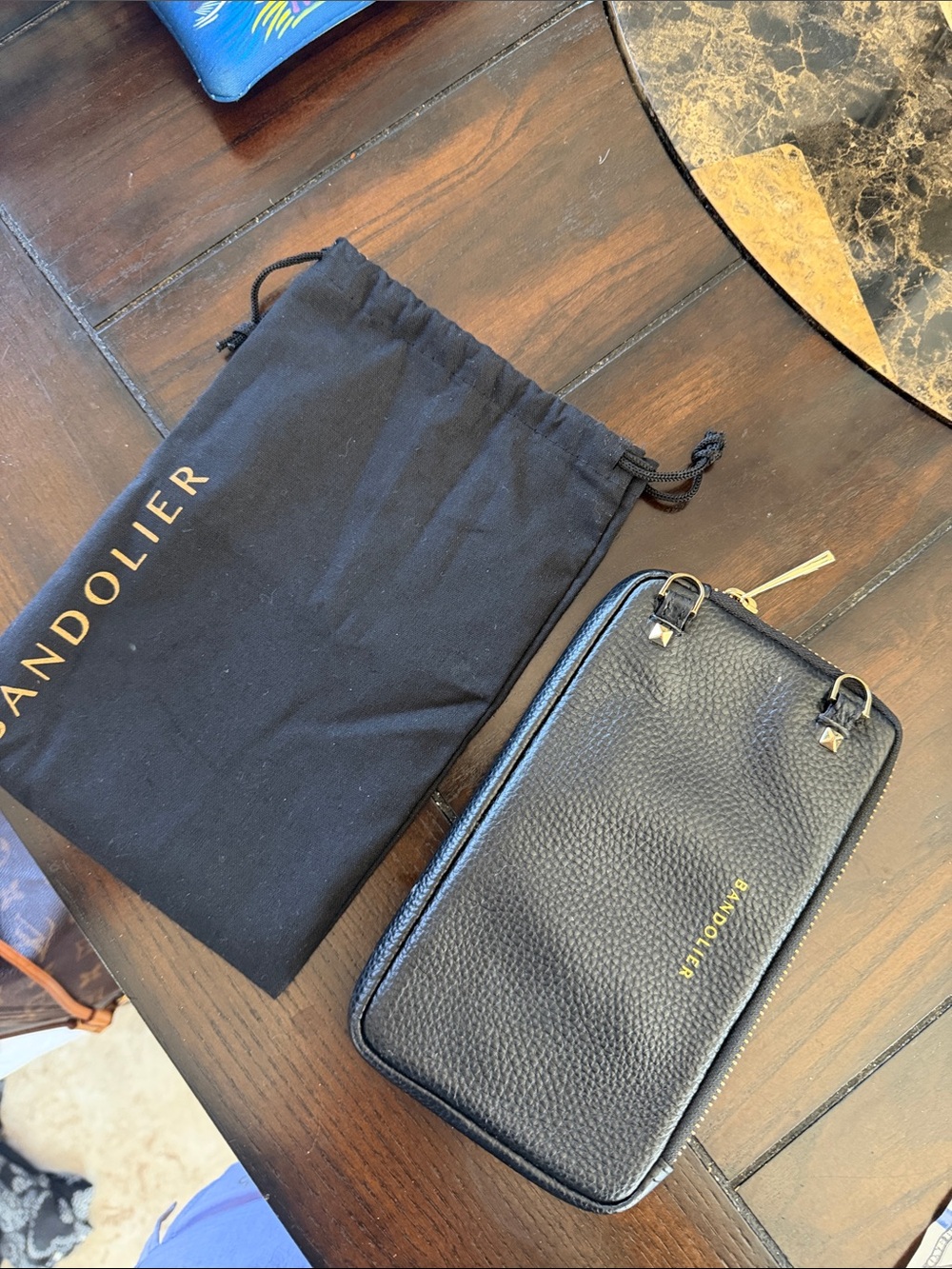 Black Pebbled Leather Men's Crossbody Wallet